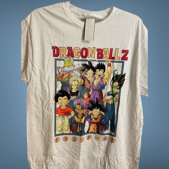 NWT Women's Graphic Dragon Ball Z T-shirt Cartoon Kanji Characters SZ S - Picture 3 of 6